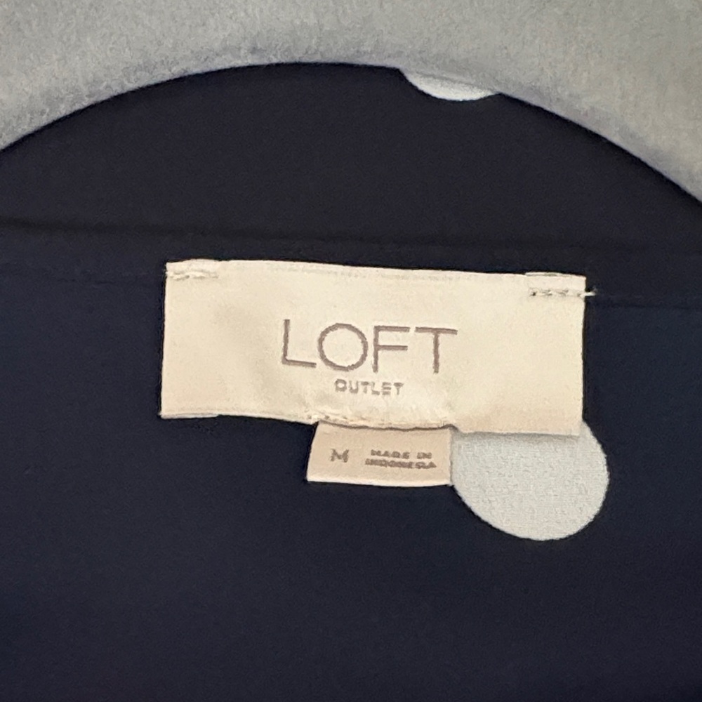 LOFT Polka Dot Blouse in Navy and White - Picture 2 of 6